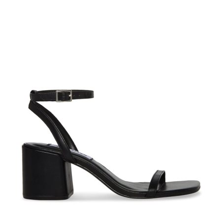 Black Steve Madden Audrina Leather Women's Heels Sandals | PH 7935ETX